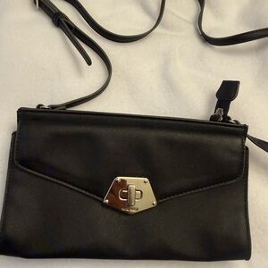 Nine West Black Crossbody Bag with Silver-Tone Turn Lock